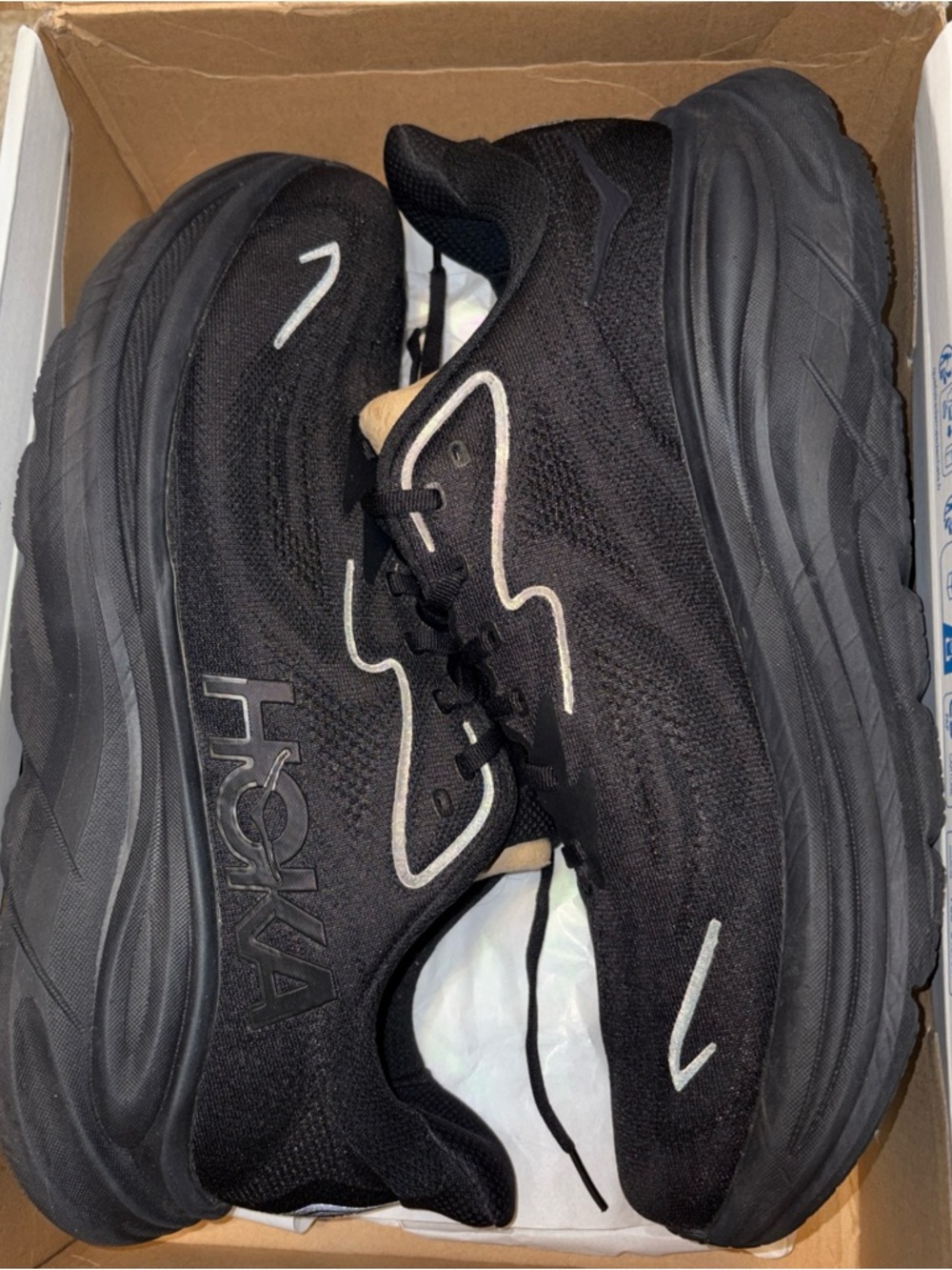 Hoka Clifton 10 Running Shoes Mens 13 EEEE Wide Black Sneakers Excellent
